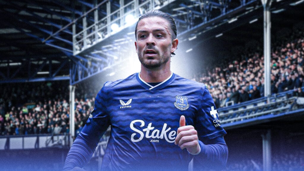 Jack Grealish in Everton home kit