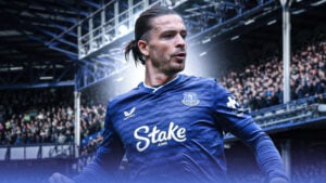 Jack Grealish in Everton home kit