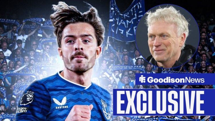 Goodison News exclusive as Everton manager David Moyes smiles at transfer target Jack Grealish.