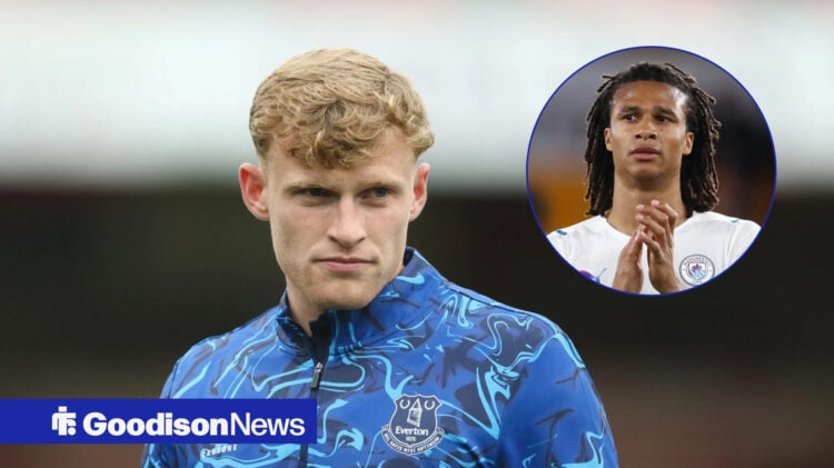 Jarrad Branthwaite staring and Nathan Ake clapping in circle