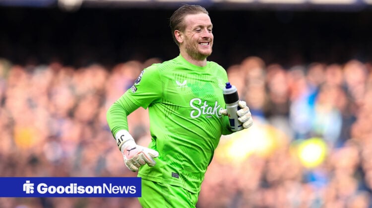 An image of Everton goalkeeper Jordan Pickford smiling