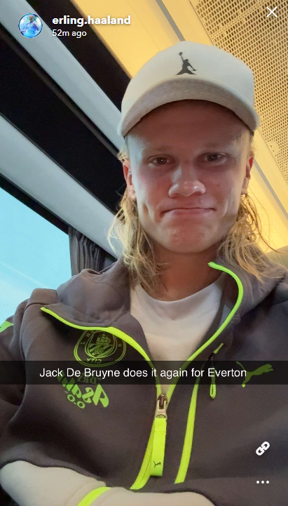 Manchester City striker Erling Haaland's post on Snapchat