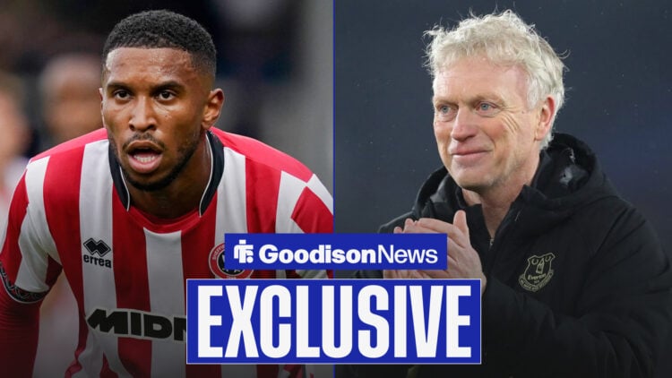 Goodison News exclusive as Everton manager David Moyes applauds Sheffield United striker Tyrese Campbell.