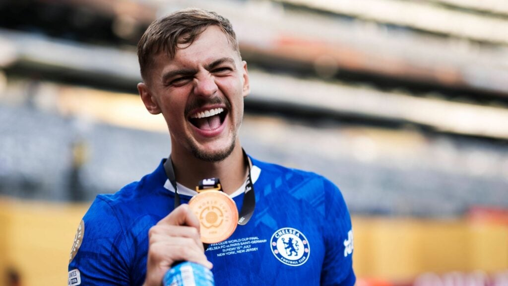 Kieran Dewsbury-Hall with his Club World Cup winner's medal