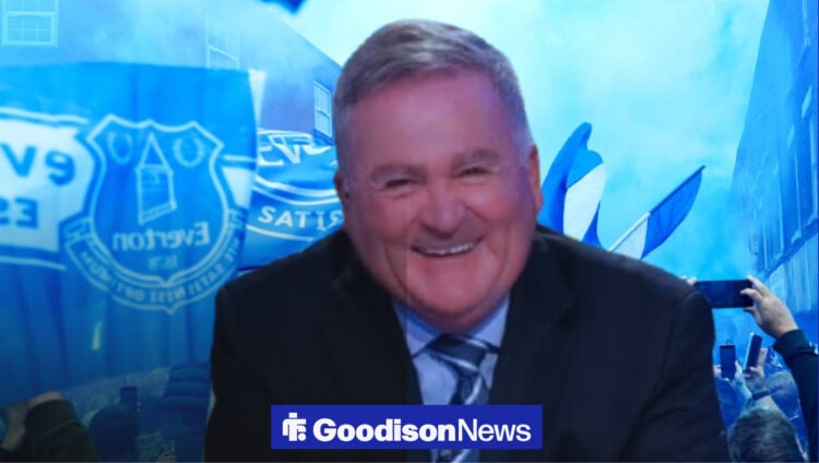 Richard Keys laughing, with Goodison Park in background