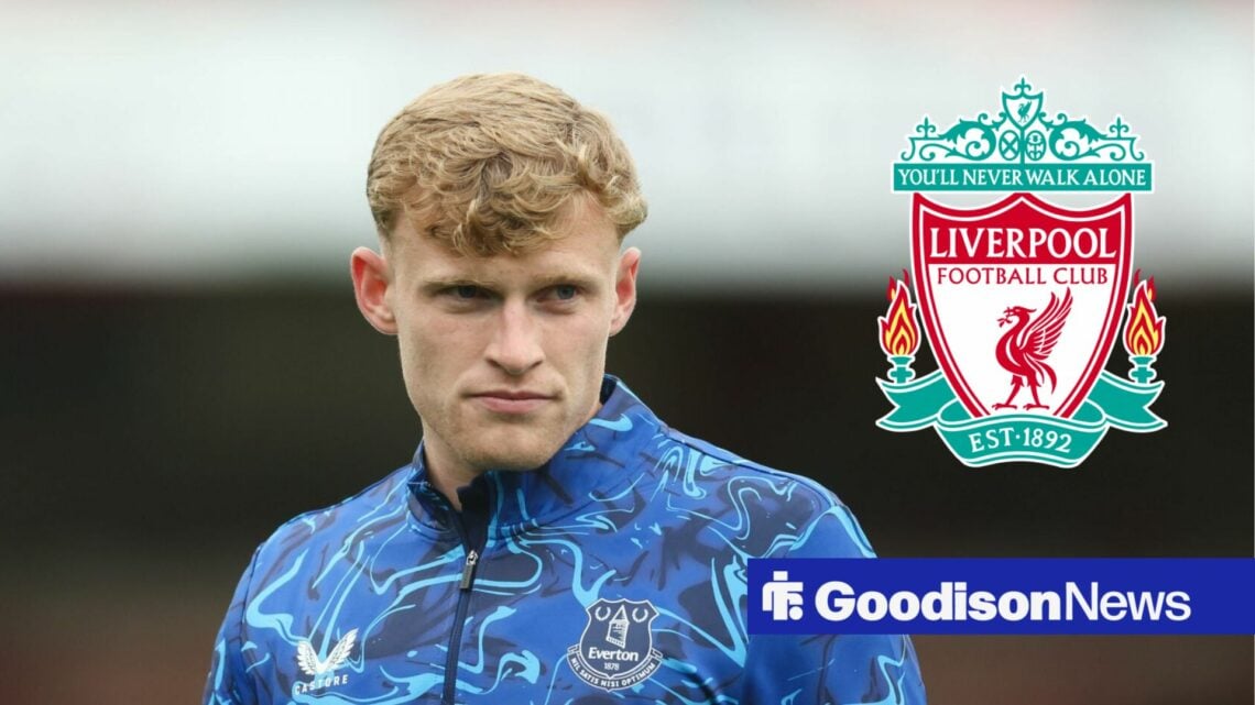 Everton defender Jarrad Branthwaite with Liverpool inset