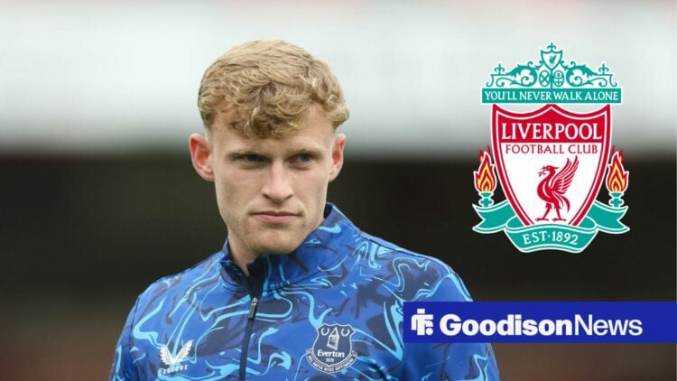 Everton defender Jarrad Branthwaite with Liverpool inset