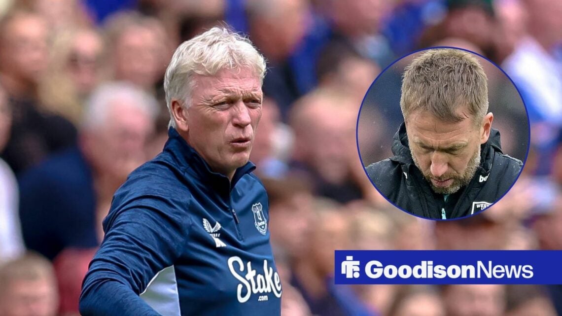 Everton manager David Moyes with former West Ham manager Graham Potter inset