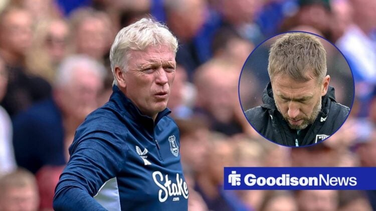 Everton manager David Moyes with former West Ham manager Graham Potter inset