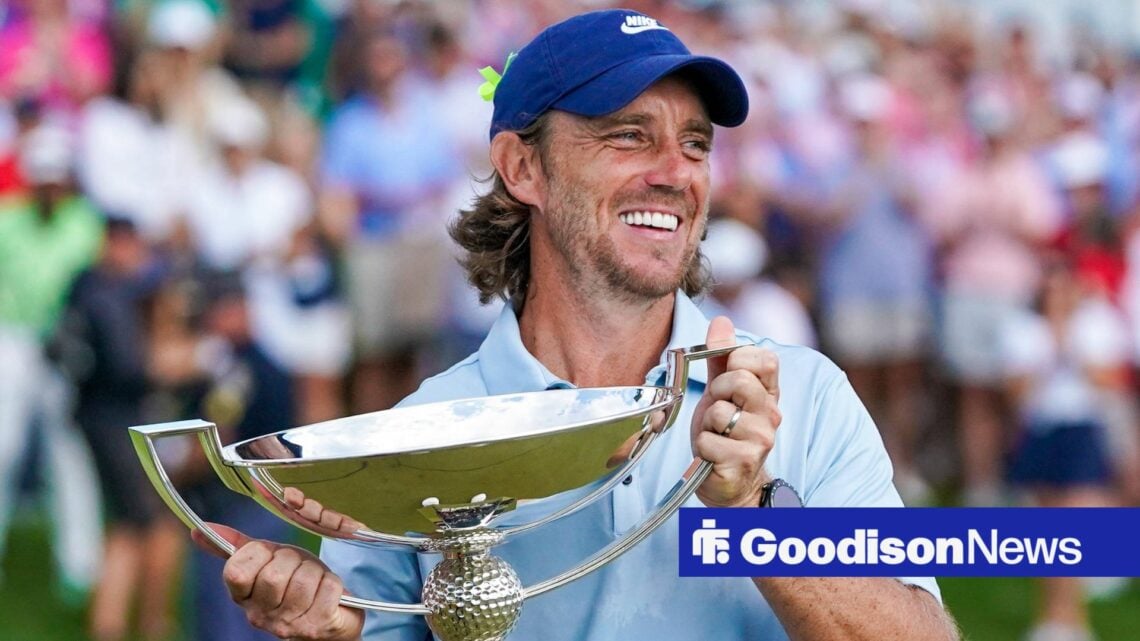 Tommy Fleetwood lifting major golfing silverware