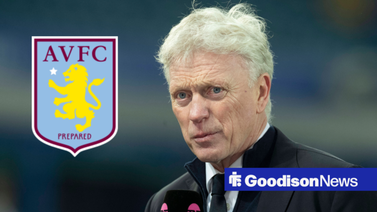 Everton manager David Moyes with Aston Villa badge inset