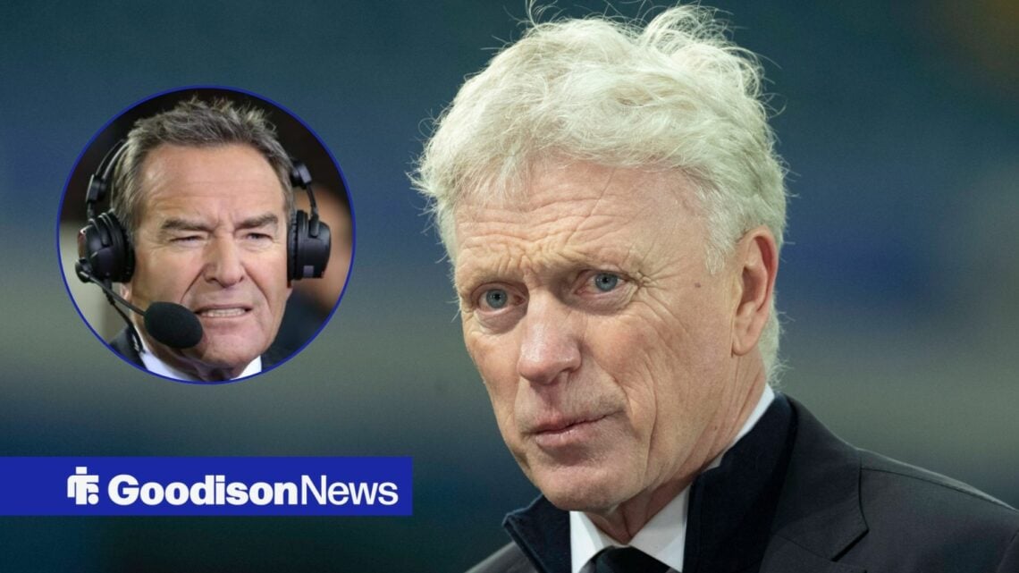 Everton manager David Moyes with Jeff Stelling inset