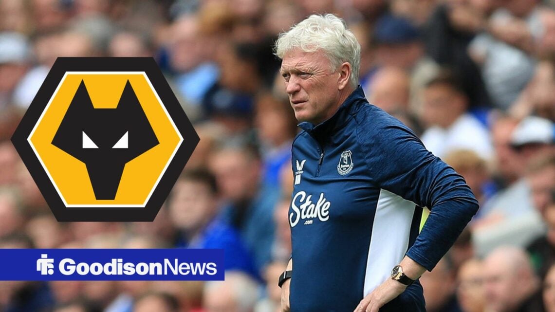 Everton manager David Moyes with Wolves badge inset