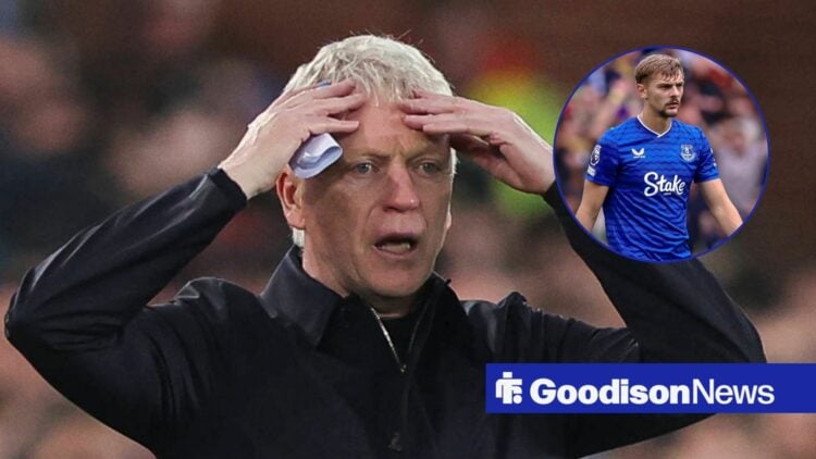 Everton manager David Moyes in shock with Dewsbury-Hall in circle inset