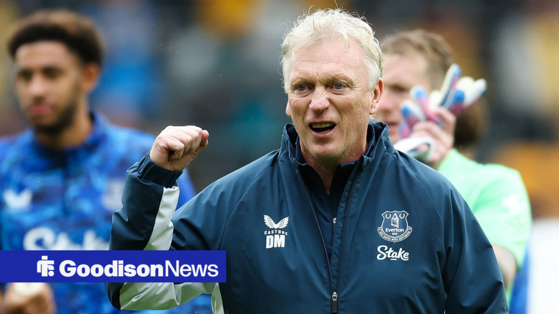 Everton manager David Moyes celebrates