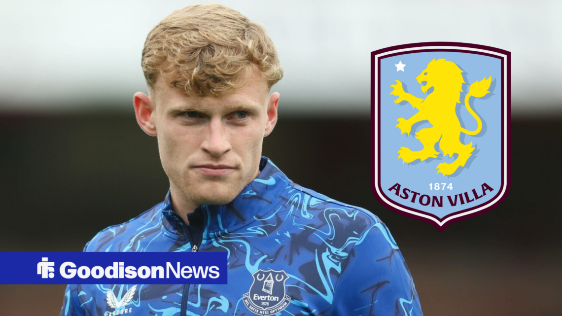 Everton defender Jarrad Branthwaite with Aston Villa inset