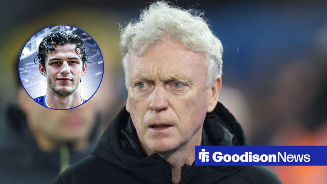 Everton manager David Moyes looking worried with Merlin Rohl insert