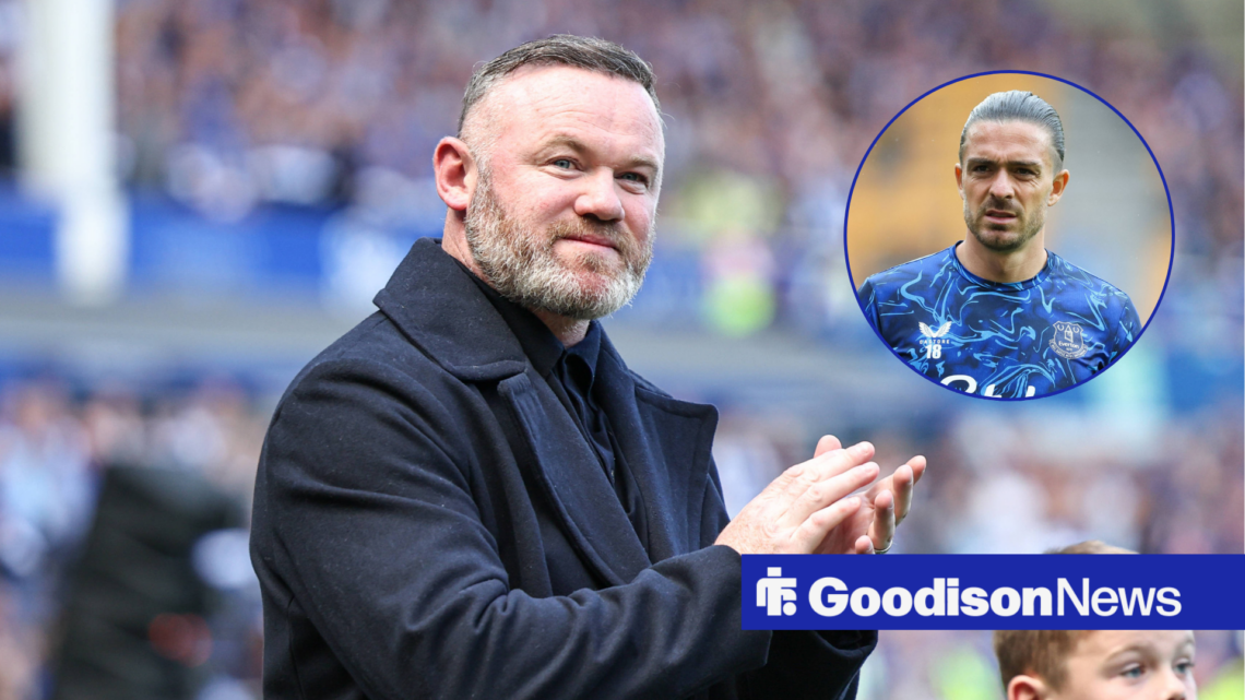 Wayne Rooney clapping with Jack Grealish in circle