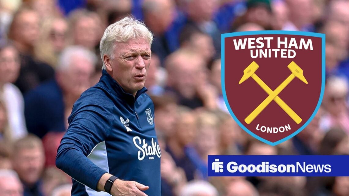 Everton manager David Moyes with West Ham inset