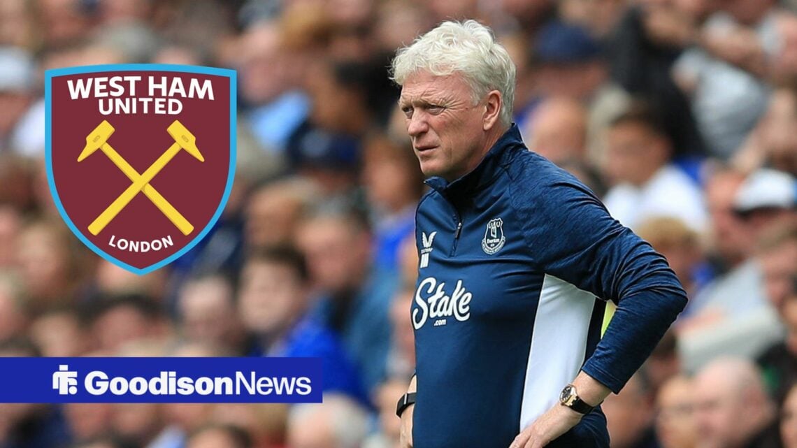 David Moyes looking at West Ham badge