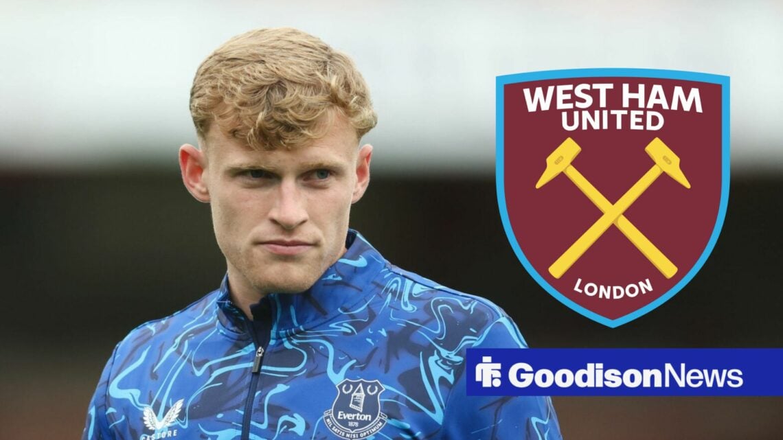 Everton defender Jarrad Branthwaite with West Ham inset