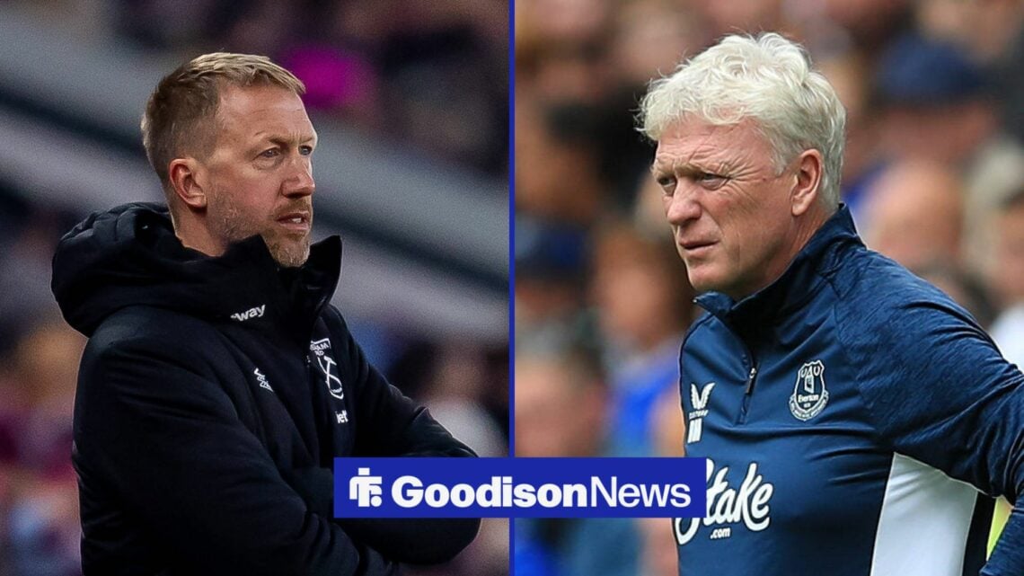 West Ham manager Graham Potter with Everton manager David Moyes