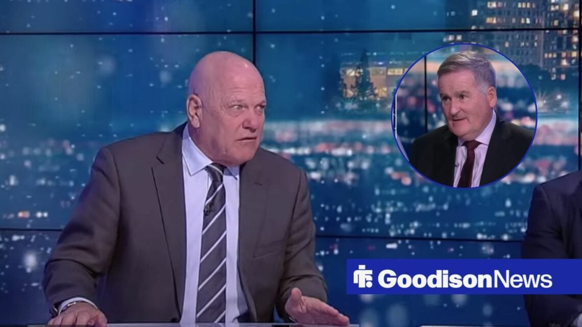 Ex-Everton striker Andy Gray looking concerned, Richard Keys in inset.