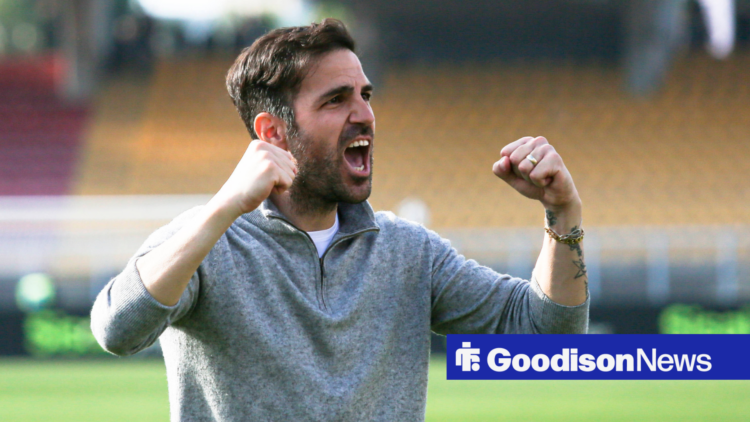 Cesc Fabregas celebrates a Como victory