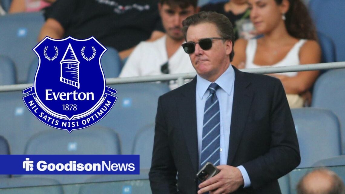Everton owner Dan Friedkin, Everton badge in inset.
