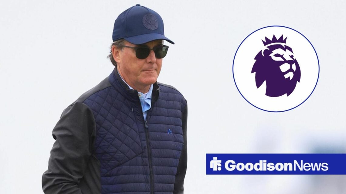 Everton owner Dan Friedkin, Premier League badge in inset.