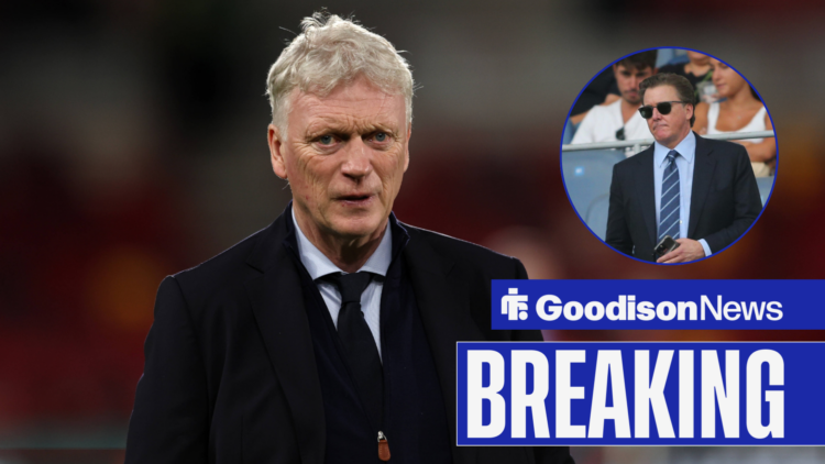 Everton manager David Moyes, Dan Friedkin in inset.