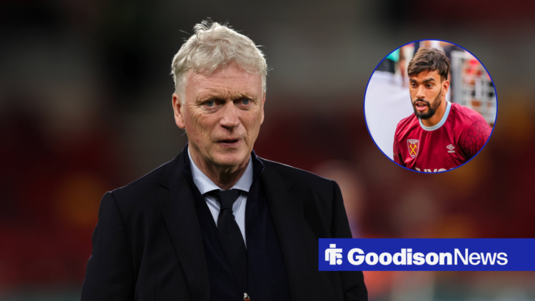 Everton manager David Moyes, West Ham ace Lucas Paqueta in inset.