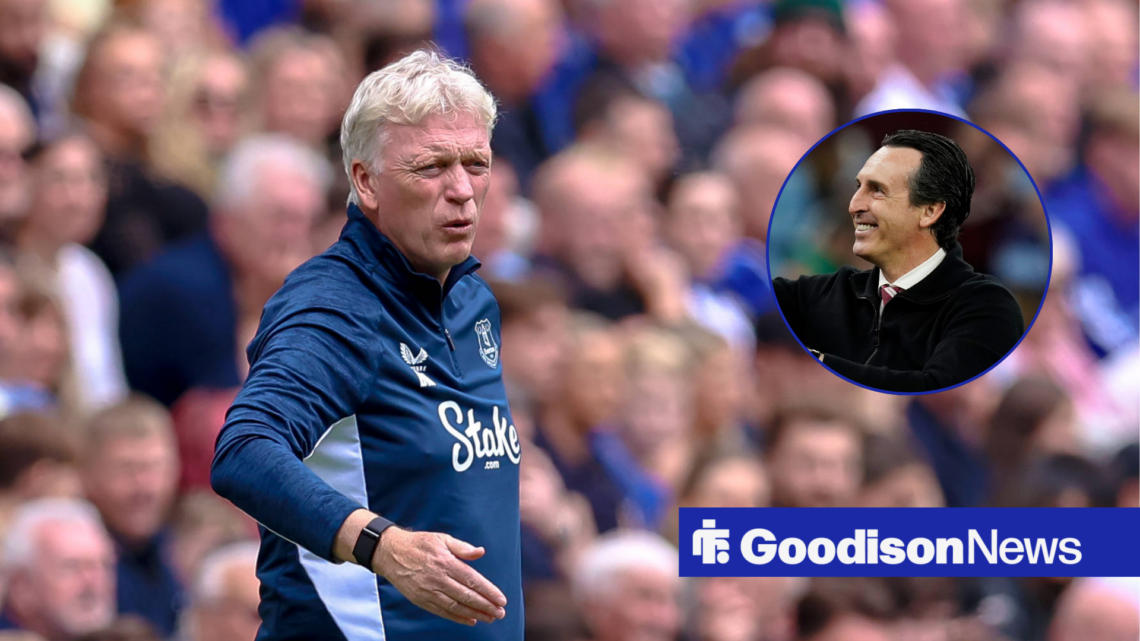 Everton manager David Moyes, Aston Villa boss Unai Emery in inset.
