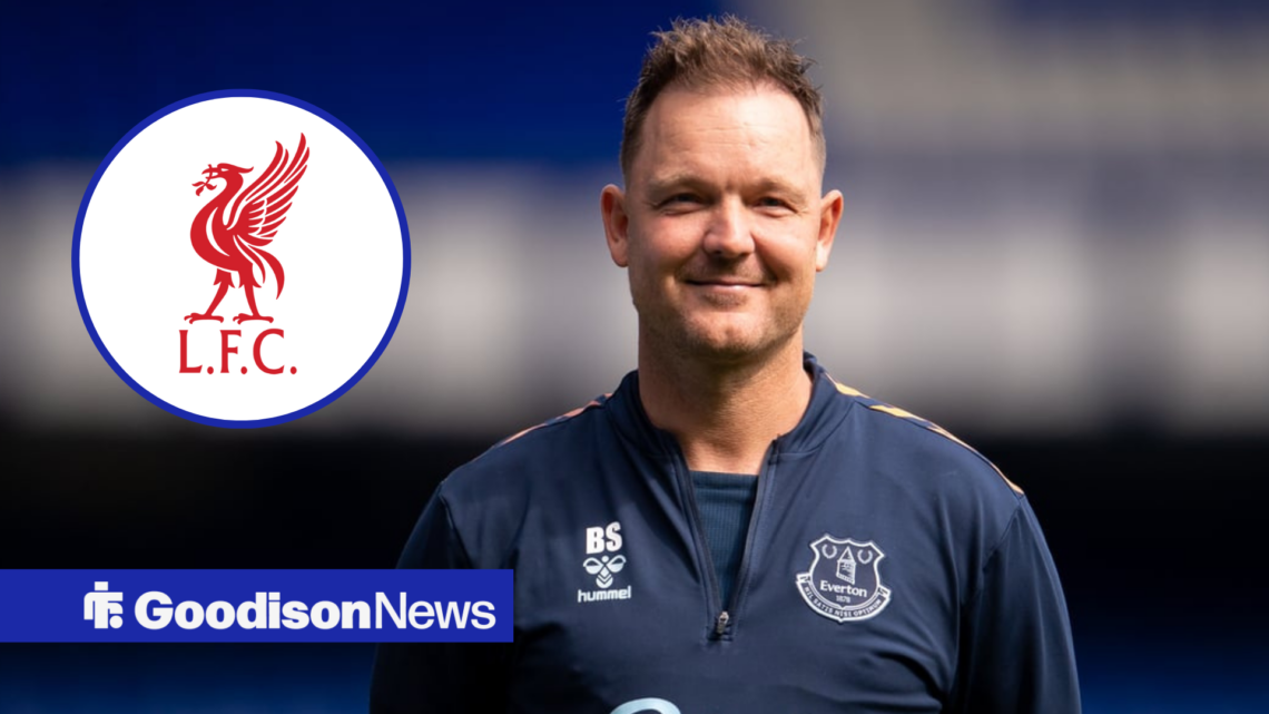 Everton Women's boss Brian Sorensen, Liverpool badge in inset.