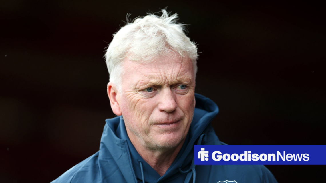 Everton manager David Moyes looking sad.