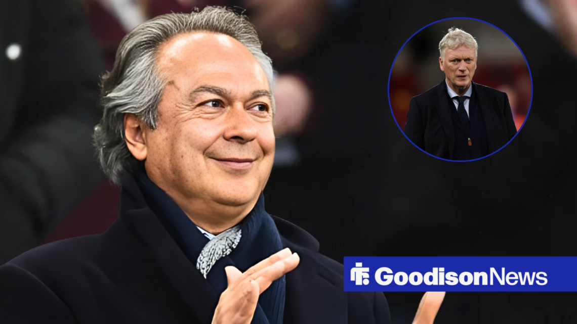 Former Everton owner Farhad Moshiri, David Moyes in inset.