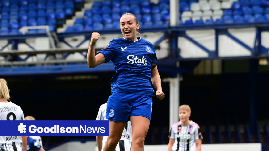 Everton Women's star Ornella Vignola celebrates.