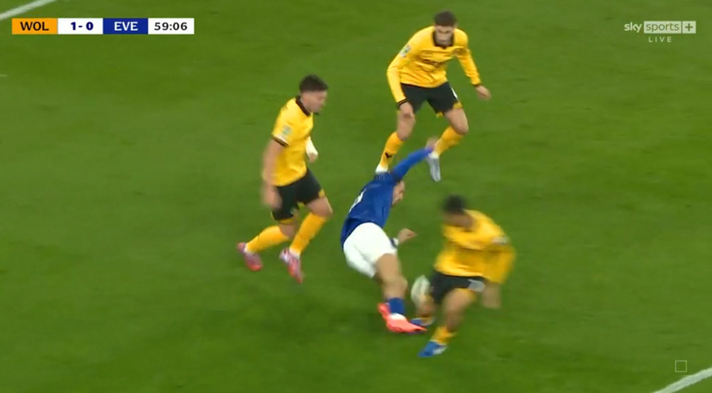 Jack Grealish going down in penalty box vs Wolves