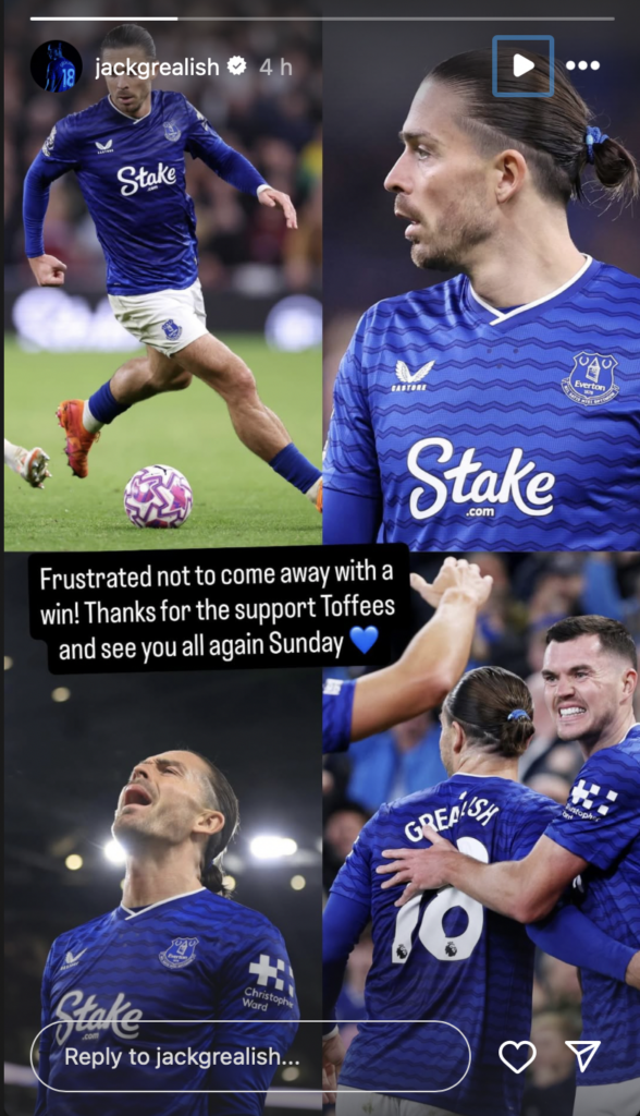 Jack Grealish Instagram story