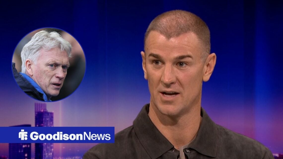 Joe Hart with Everton manager David Moyes inset