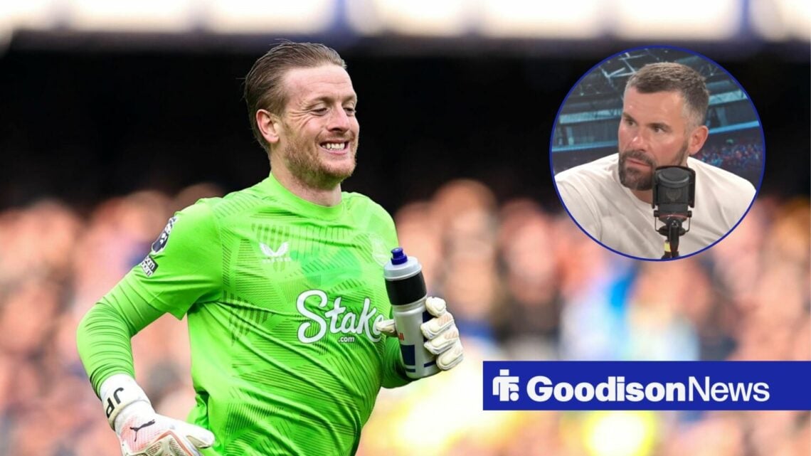 Jordan Pickford alongside a circle inset of Ben Foster.