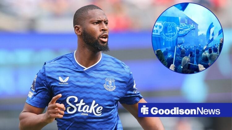 Beto looking at Everton fans roaming the streets.