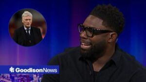 Micah Richards smiling on Match of the Day and a circular inset of David Moyes