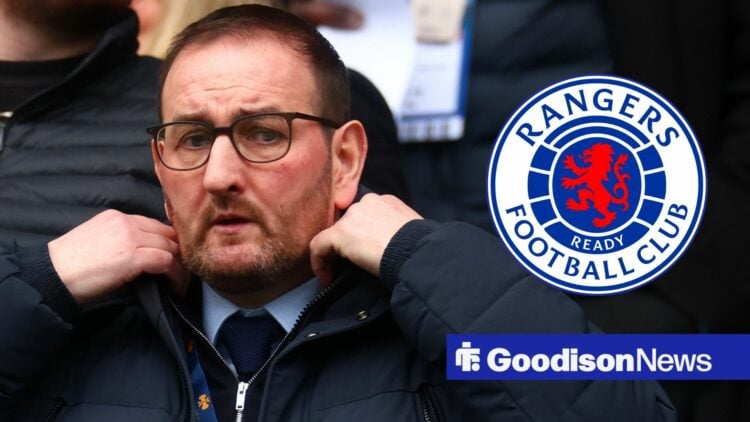 Former Everton director of football Kevin Thelwell with Rangers inset