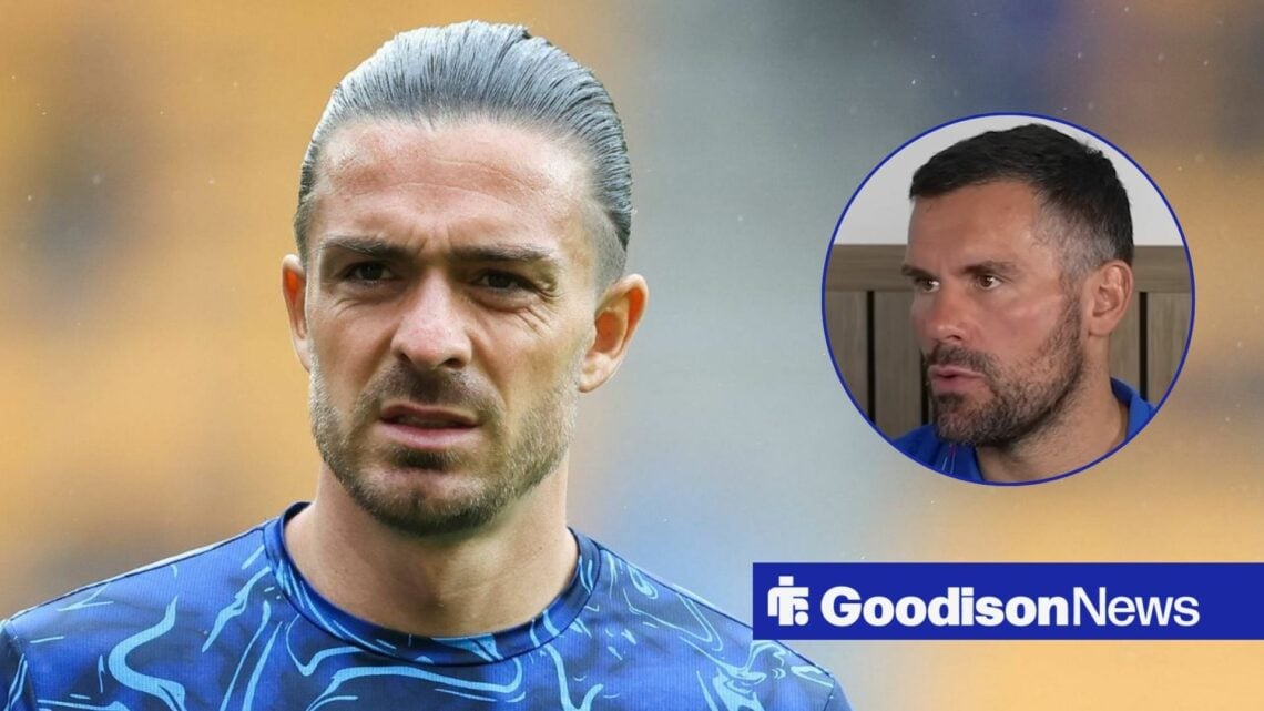 Everton winger Jack Grealish with former goalkeeper Ben Foster inset
