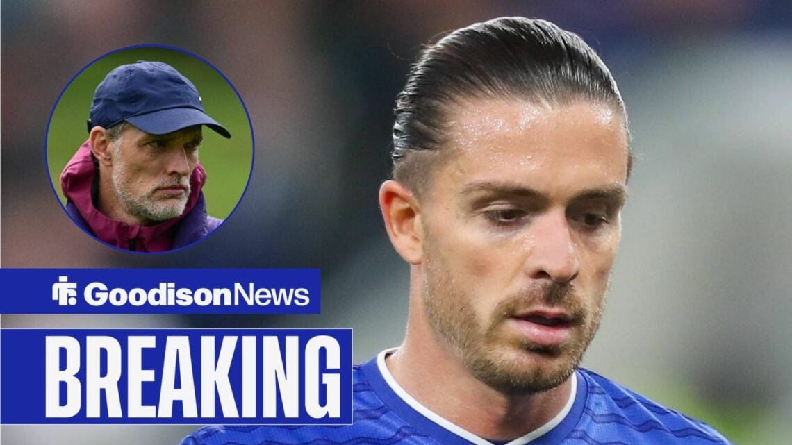Everton winger Jack Grealish with England manager Thomas Tuchel inset