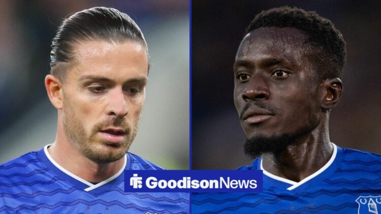 Everton players Jack Grealish and Idrissa Gueye