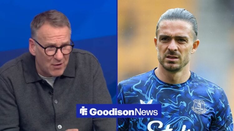 Paul Merson looking surprised, with Jack Grealish alongside him in a split image