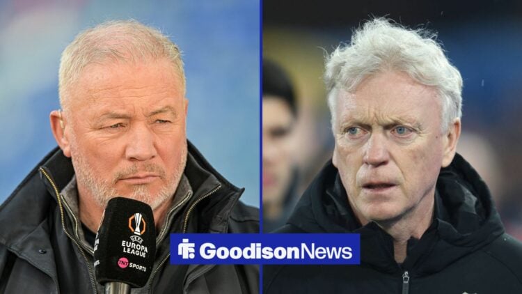 Ally McCoist working as a pundit, with David Moyes alongside him in a split image