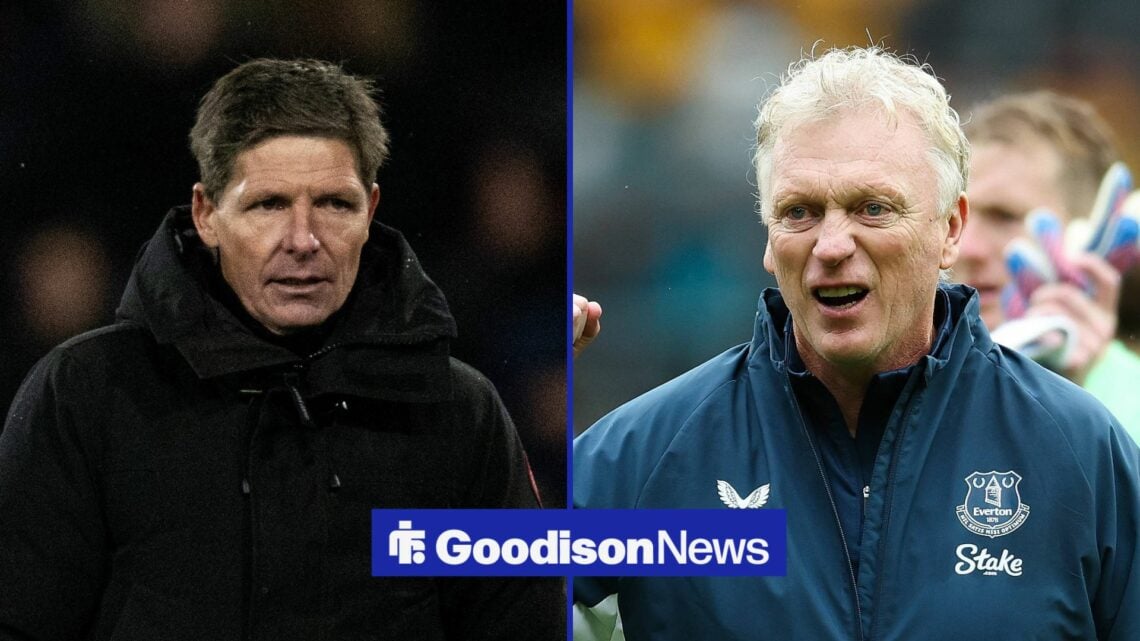 Crystal Palace manager Oliver Glasner and Everton manager David Moyes